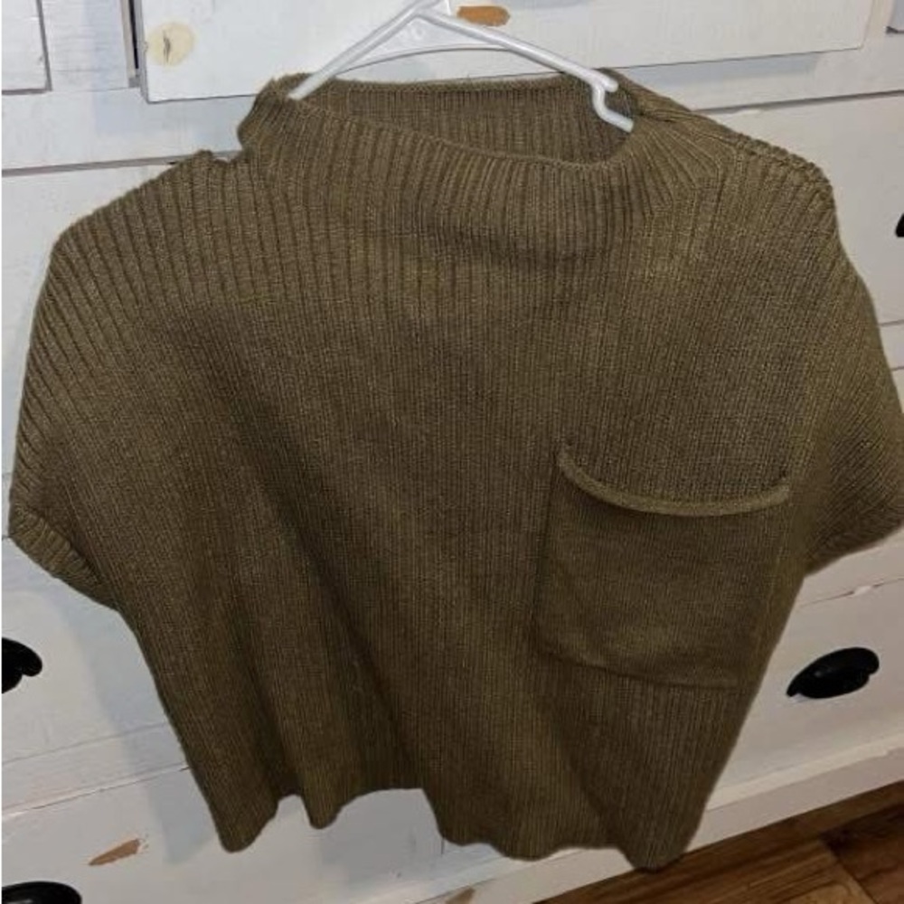 Olive Green Women's Sweater with Pocket